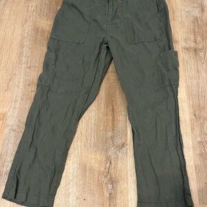 Nicole Miller New York Green Linen Wide Leg Pant Size‎ 12 Cropped Minimalist